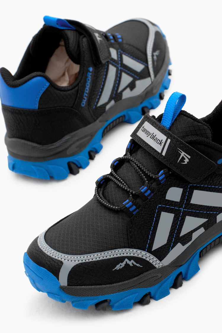 Termo Taban Su İtici Kumaş Cırtlı Çocuk Unisex Siyah Sax Trekking Ayakkabı TBTMKD025