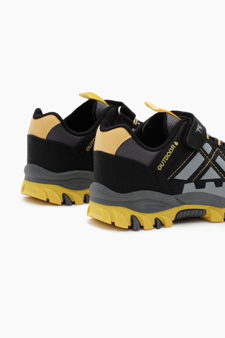 Termo Taban Su İtici Kumaş Cırtlı Çocuk Unisex Füme Sarı Trekking Ayakkabı TBTMKD025
