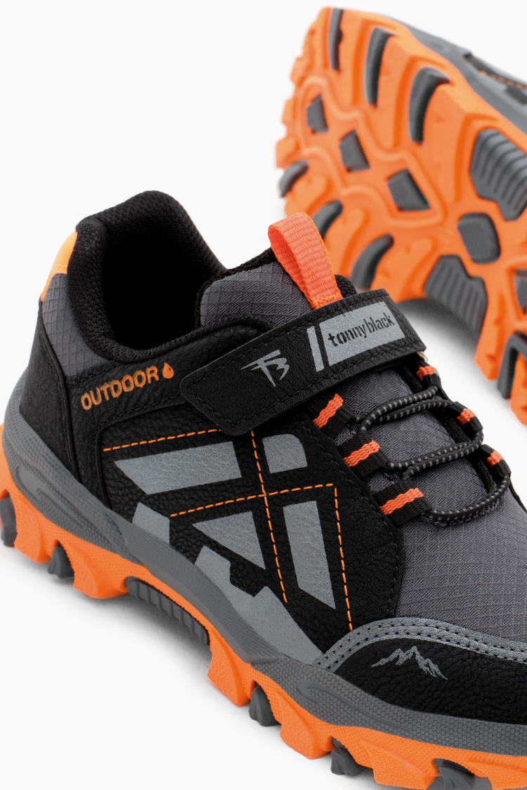 Termo Taban Su İtici Kumaş Cırtlı Çocuk Unisex Füme Oranj Trekking Ayakkabı TBTMKD025