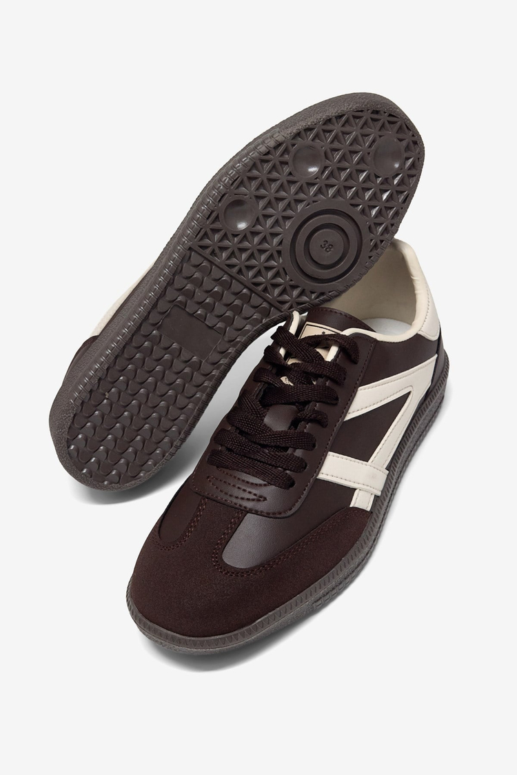 Termo Taban Yanı Şeritli Bağcıklı Unisex Kahve Bej Spor Ayakkabı TBSZ010