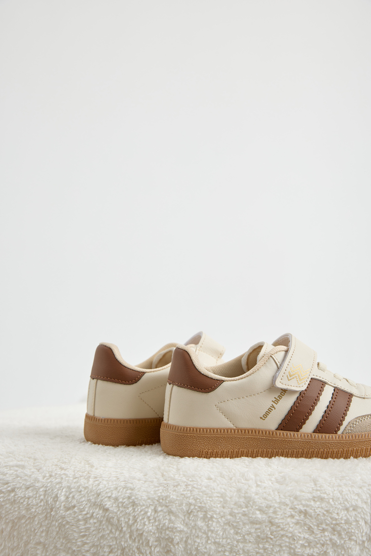Termo Taban Yanı Şeritli Cırtlı Bağcıklı Sneaker Çocuk Unisex Bej Sneaker TBZER040