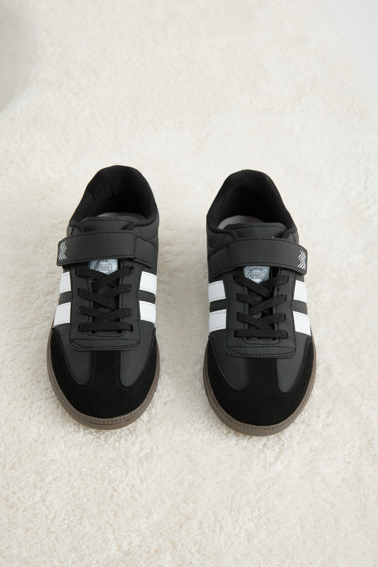 Termo Taban Yanı Şeritli Cırtlı Bağcıklı Sneaker Çocuk Unisex Siyah Beyaz Sneaker TBZER040