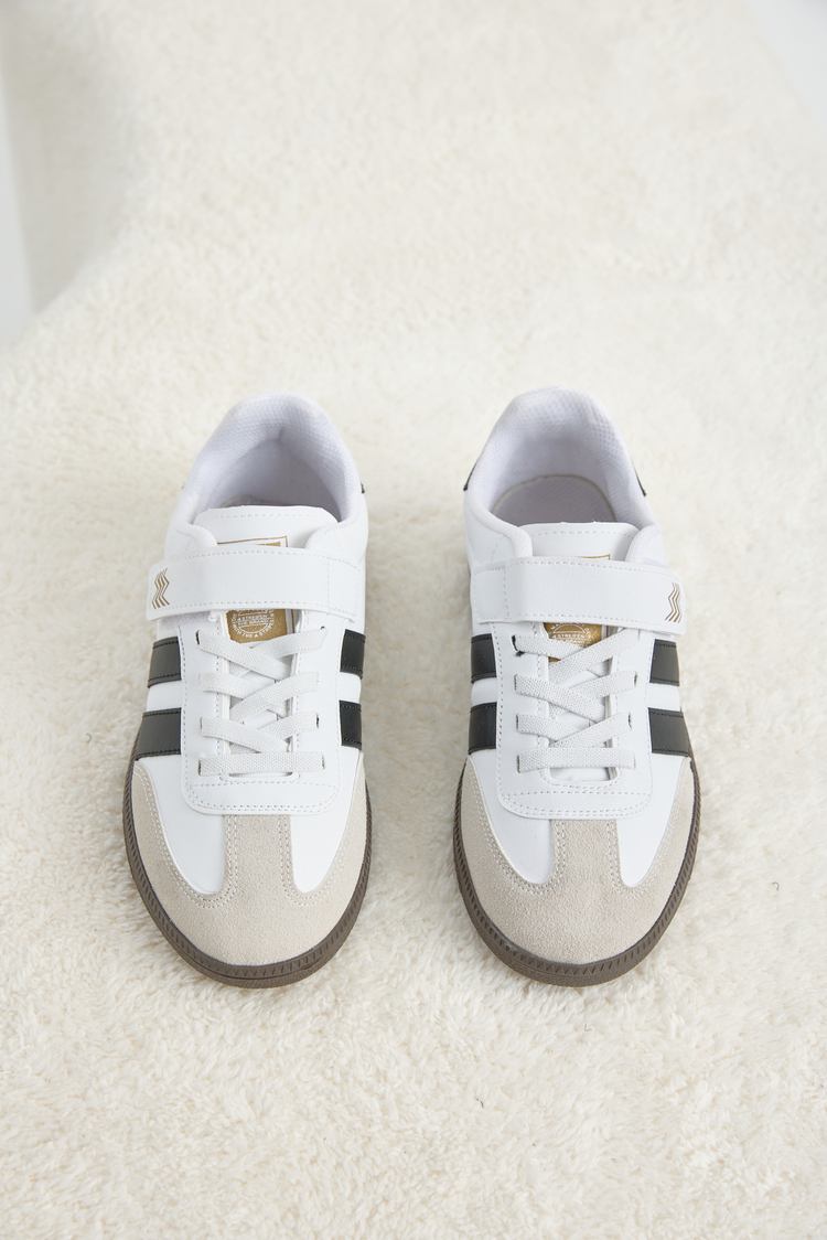 Termo Taban Yanı Şeritli Cırtlı Bağcıklı Sneaker Çocuk Unisex Beyaz Siyah Sneaker TBZER040