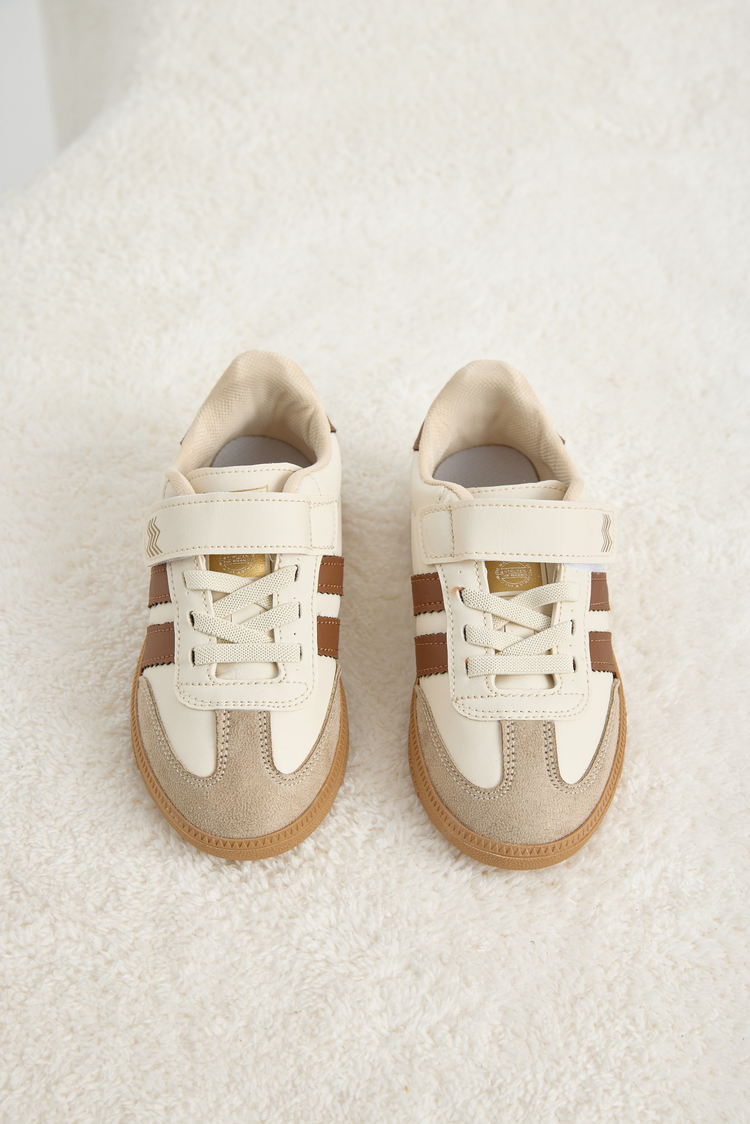 Termo Taban Yanı Şeritli Cırtlı Bağcıklı Sneaker Çocuk Unisex Bej Sneaker TBZER040