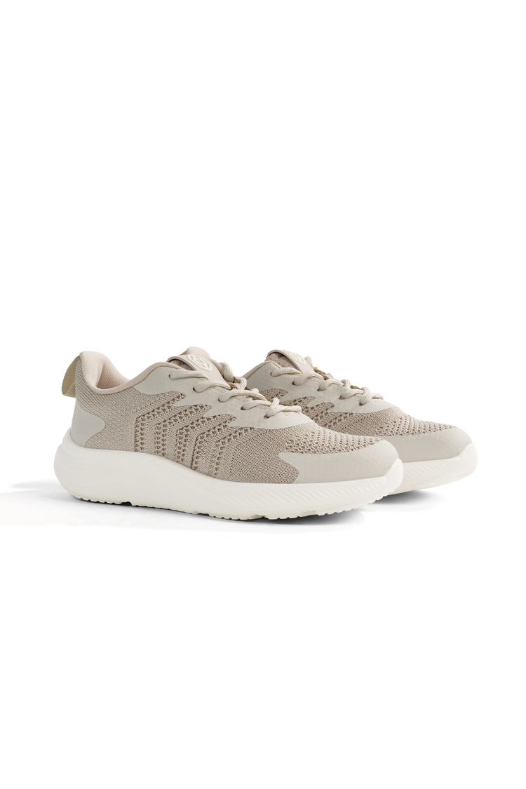 Triko Bağcıklı Sneaker Kadın Bej Sneaker TBDLY