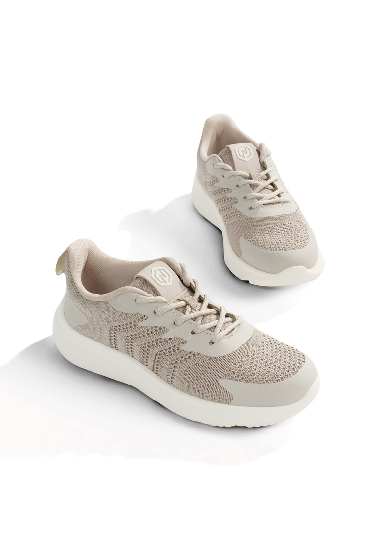 Triko Bağcıklı Sneaker Kadın Bej Sneaker TBDLY