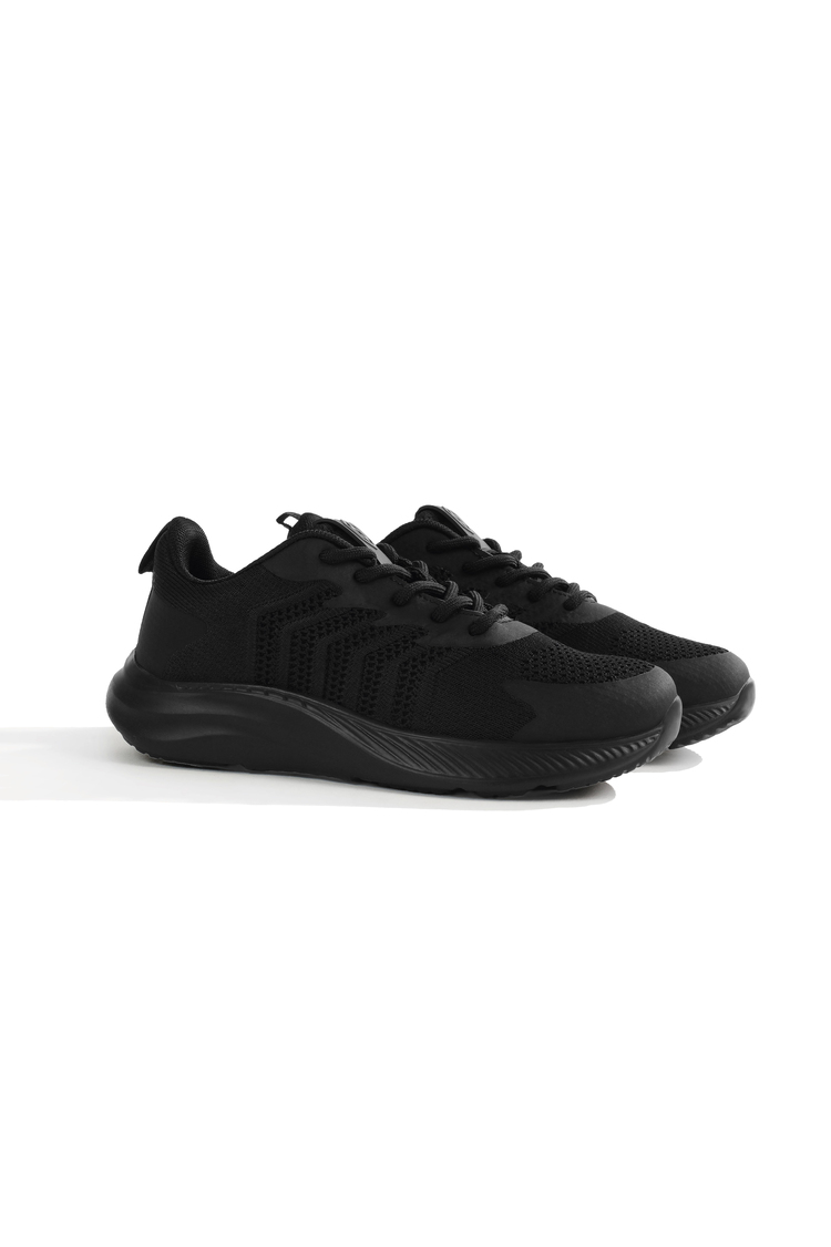 Triko Bağcıklı Sneaker Kadın Siyah Siyah Sneaker TBDLY