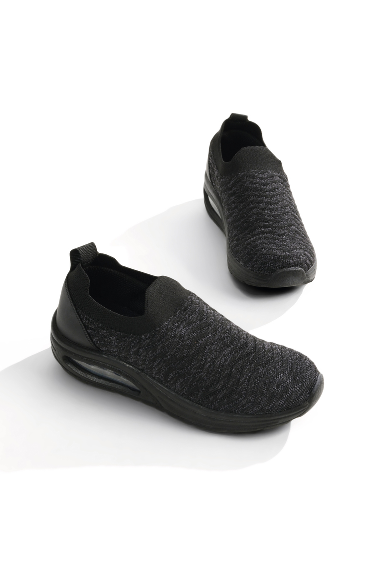 Triko Bağcıksız Air Tabanlı Sneaker Kadın Siyah Siyah Sneaker TBNALİA