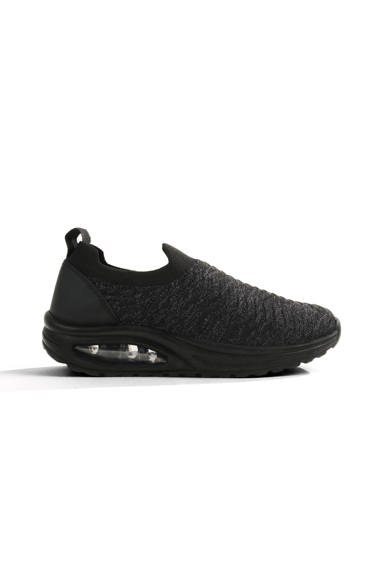 Triko Bağcıksız Air Tabanlı Sneaker Kadın Siyah Siyah Sneaker TBNALİA