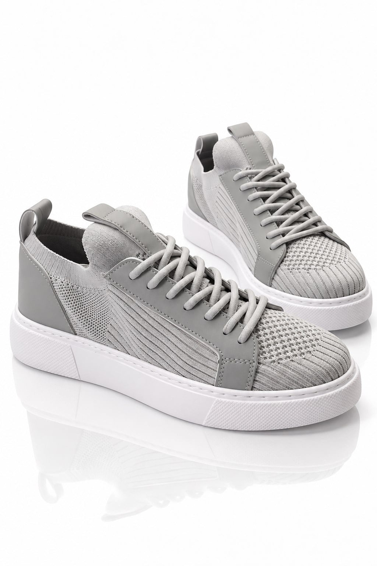 Triko Nefes Alabilen Bağcıklı Sneaker Erkek Buz Gri Sneaker TBTKLC050