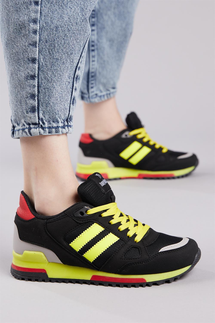 Unisex Siyah Sarı Spor Ayakkabı Tb282