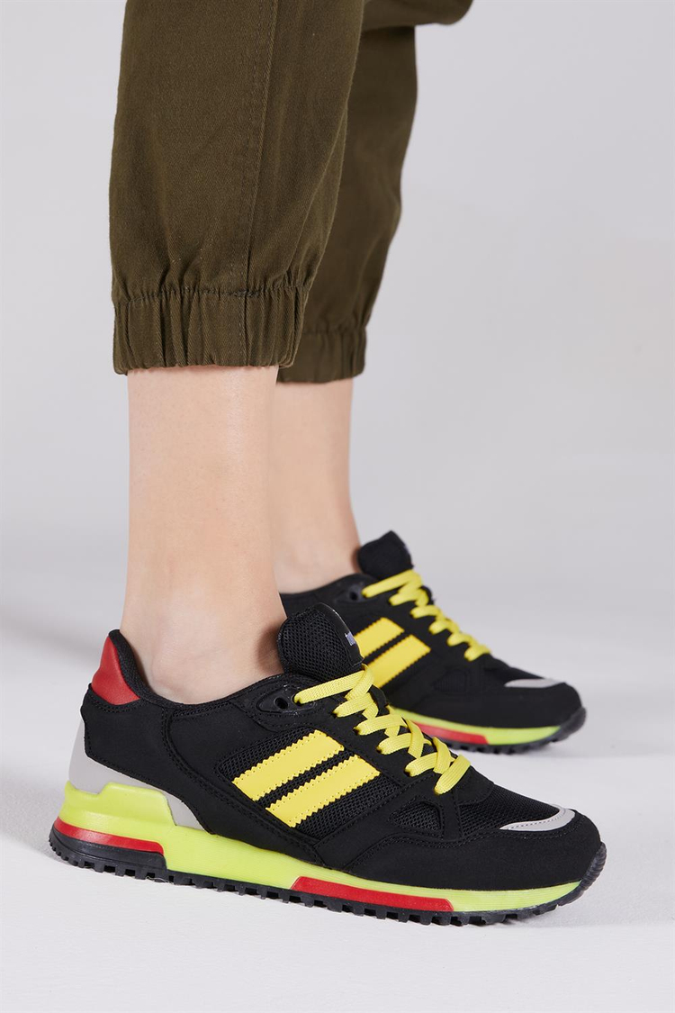 Unisex Siyah Sarı Spor Ayakkabı Tb282