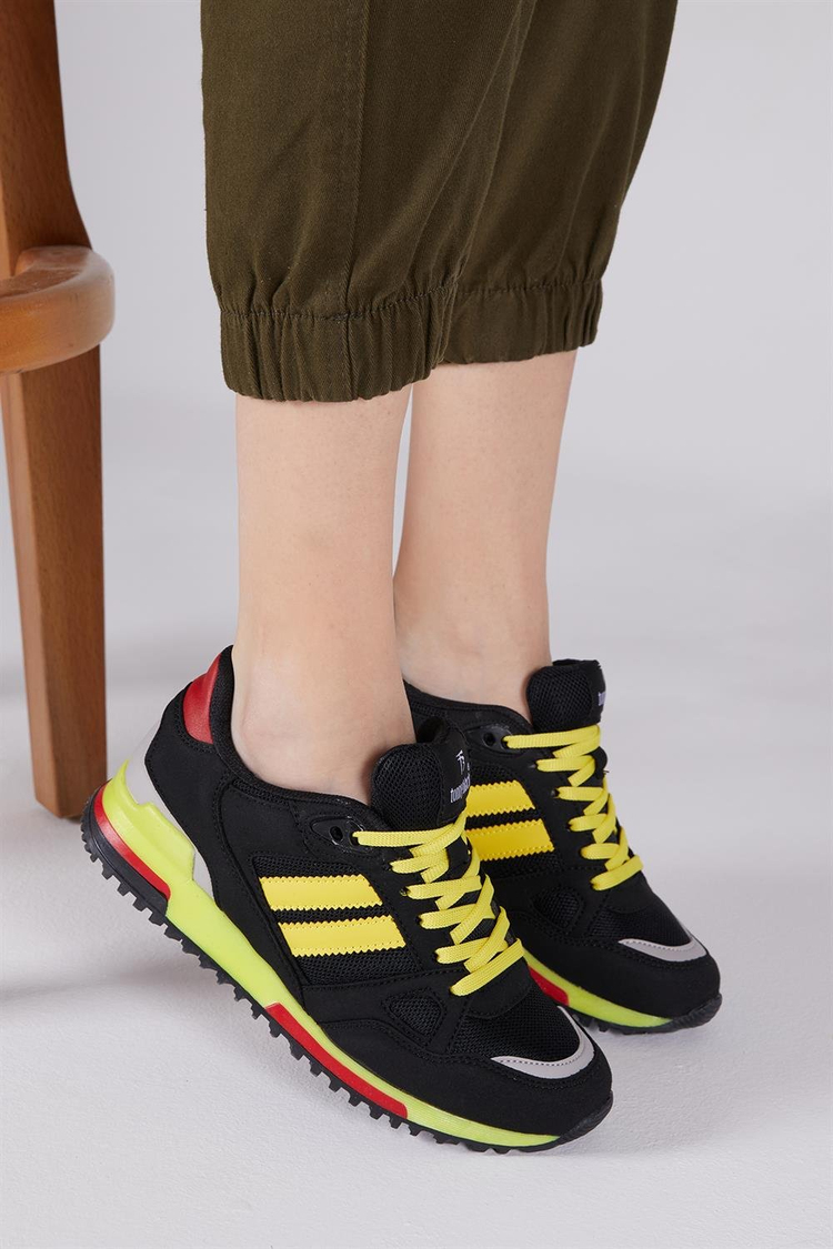 Unisex Siyah Sarı Spor Ayakkabı Tb282