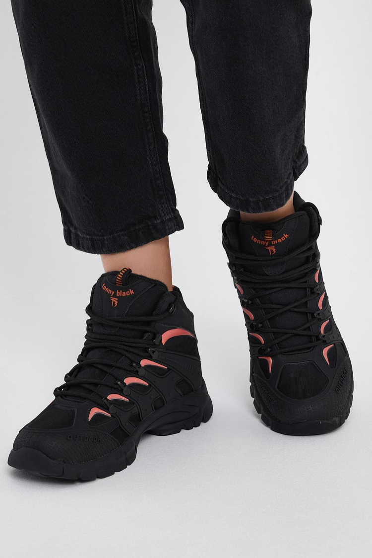 Unisex Siyah Turuncu Rahat Kalıp Suı İtici Özellikli Bağcıklı Bot