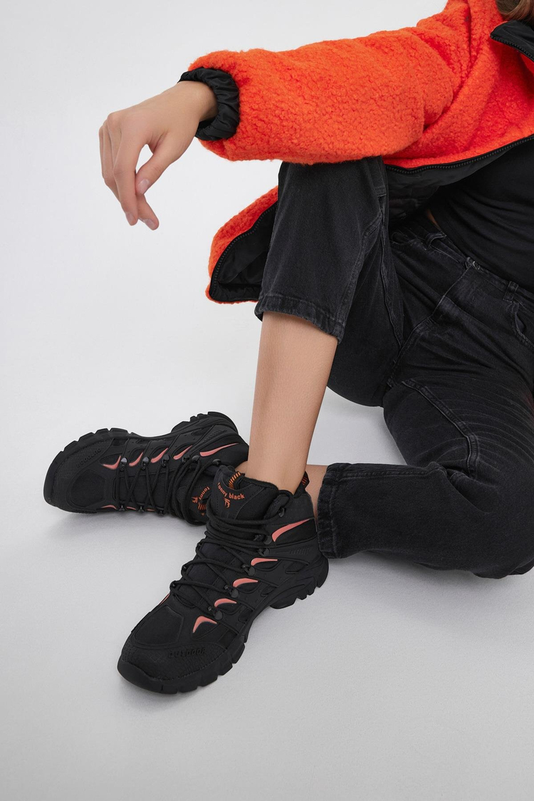 Unisex Siyah Turuncu Rahat Kalıp Suı İtici Özellikli Bağcıklı Bot