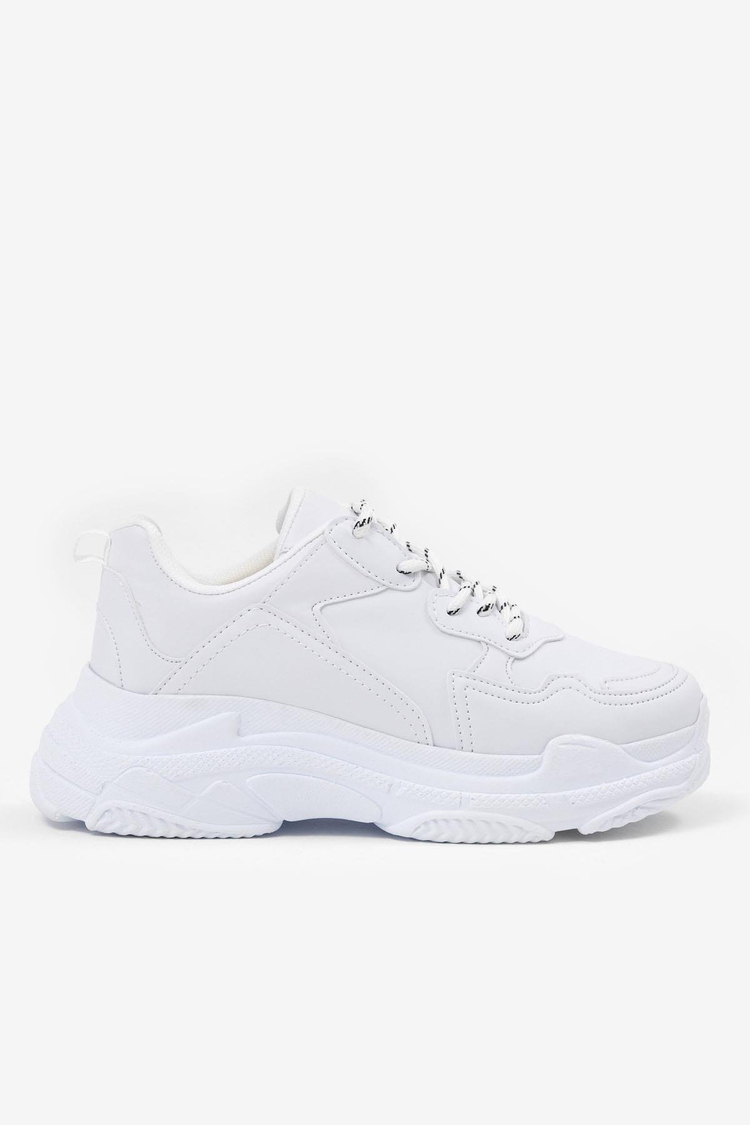 Yüksek Taban Bağcıklı Kadın Beyaz Cilt Spor Ayakkabı BLS-Q-1