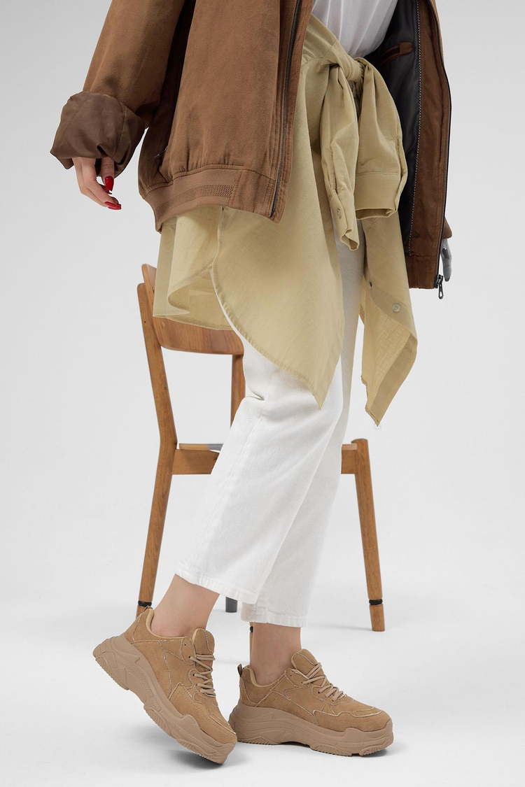 Yüksek Taban Bağcıklı Kadın Toprak Spor Ayakkabı BLS-Q-1