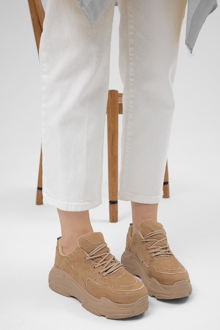 Yüksek Taban Bağcıklı Kadın Toprak Spor Ayakkabı BLS-Q-1