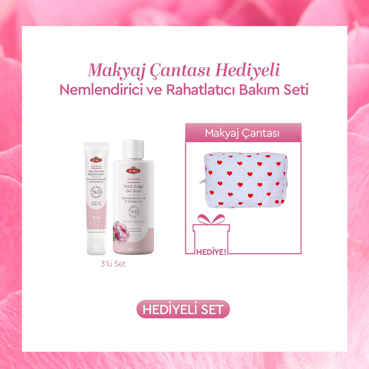 Makyaj Çantası Hediyeli Nemlendirici ve Rahatlatıcı Bakım Seti