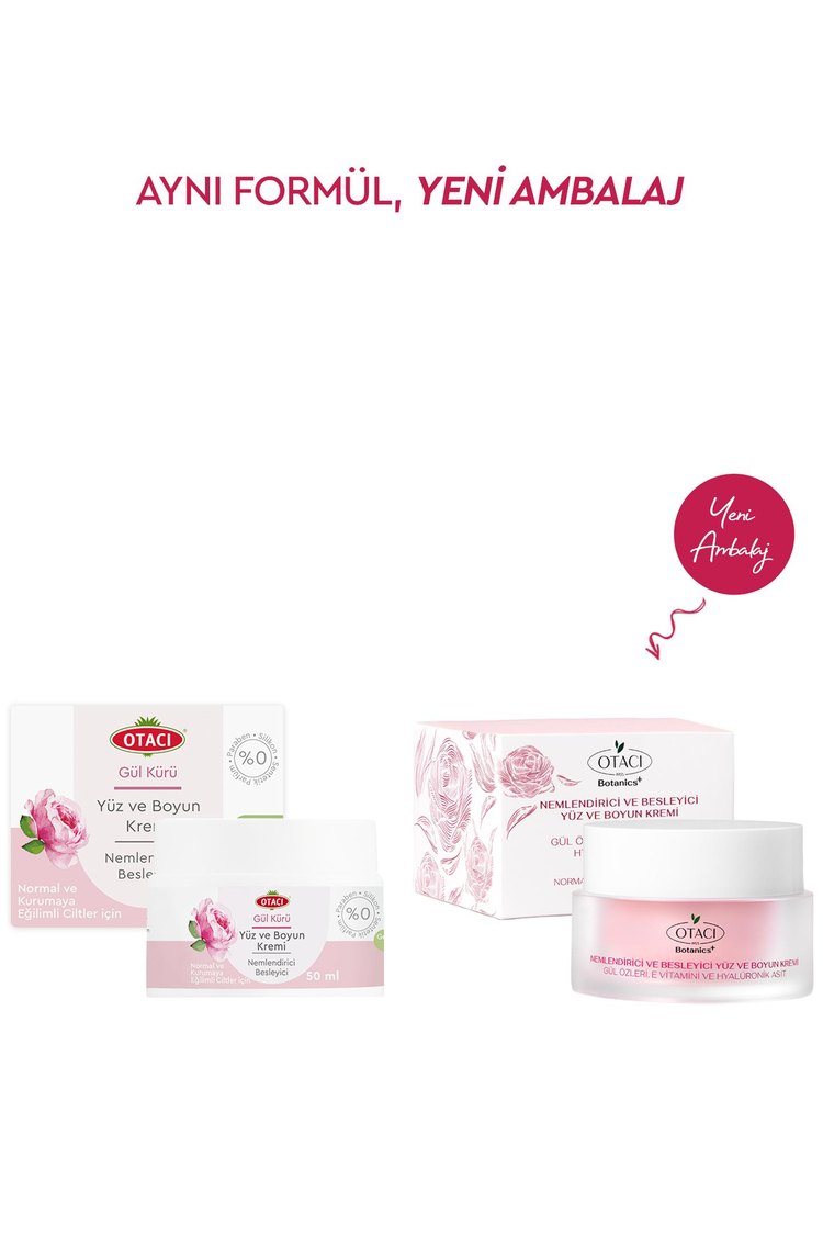Nemlendirici Yüz ve Boyun Kremi - Gül Özleri , E Vitamini ve  Hyalüronik Asit
