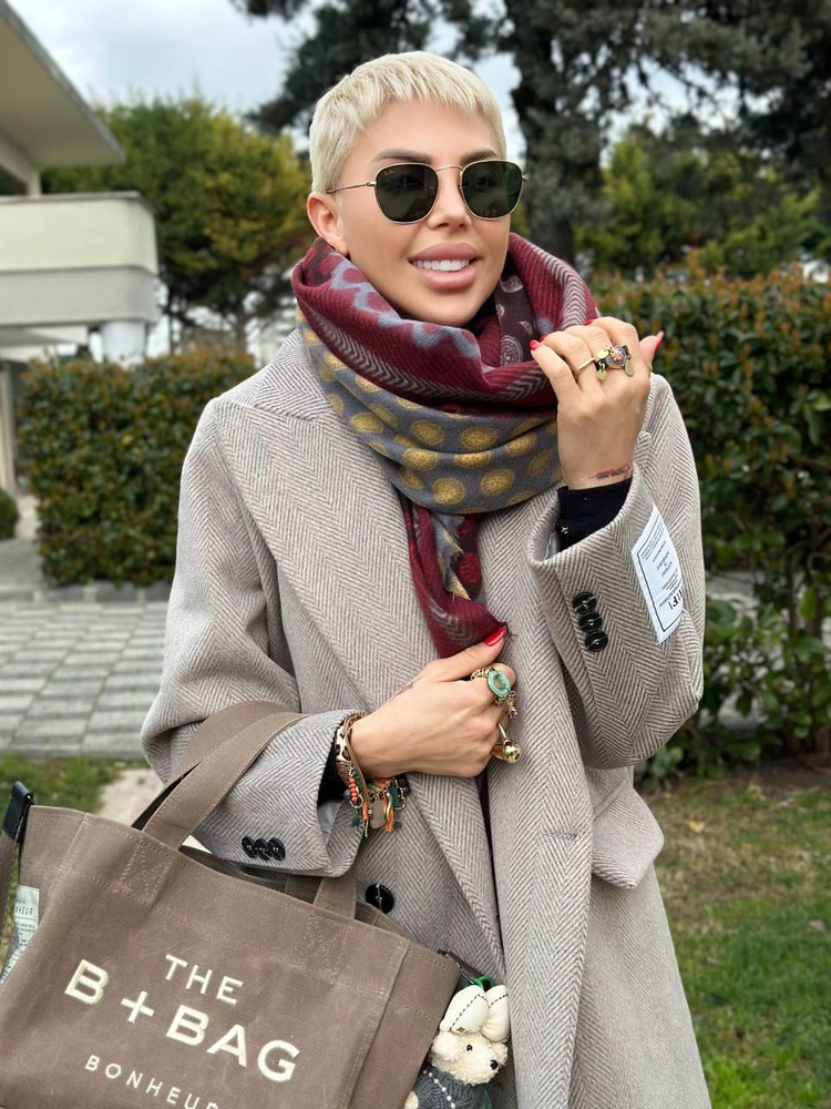 BURGUNDY MIXED-PATTERN THICK SCARF