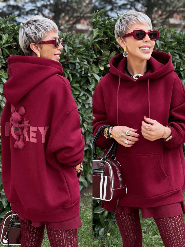 BORDEAUX S.STUDIO MICKEY DESIGN HOODIE