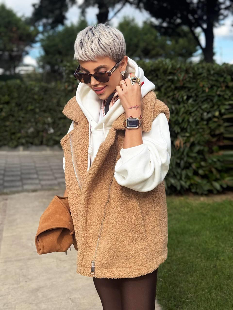 CAMEL BIKER TEDDY VEST