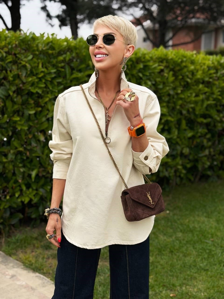 EKRU FERMUARLI CEPLİ JEAN SWEAT