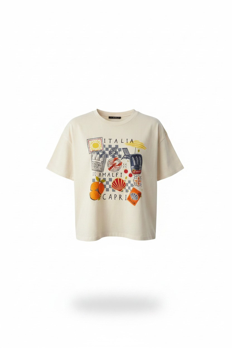 EKRU ITALIA BASKILI TSHIRT
