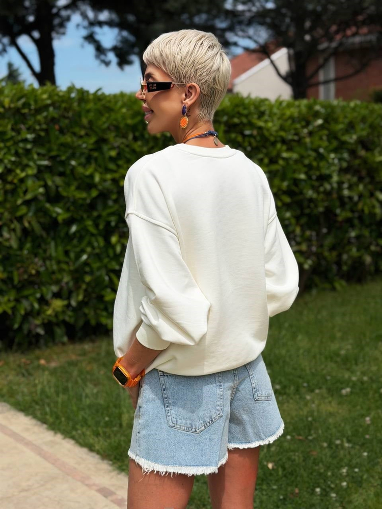 EKRU S.STUDIO YIKAMALI OVERSIZE SWEATSHIRT