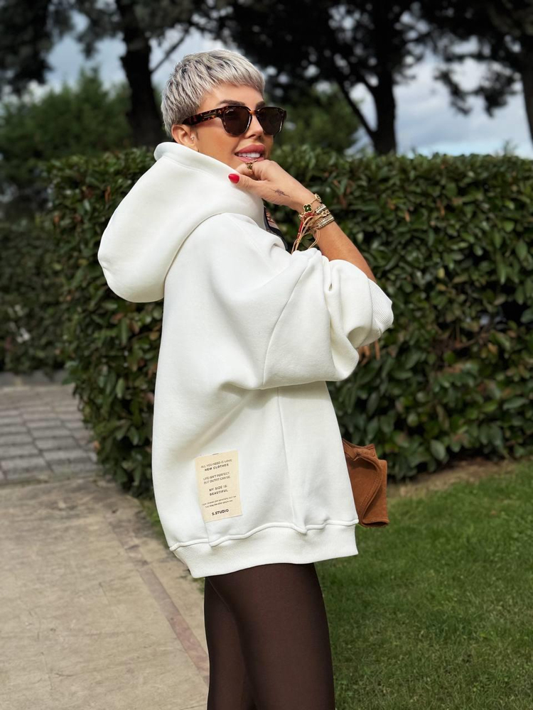 ECRU S.STUDIO PREMIUM OVERSIZE HOODIE