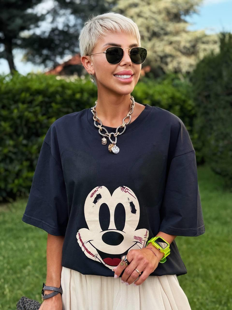 CHARCOAL “MICKEY” PRINT T-SHIRT
