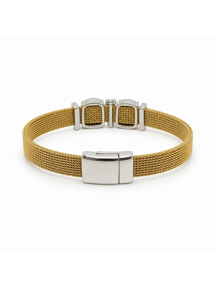Gold Renk Charm Detaylı Hasır Bileklik