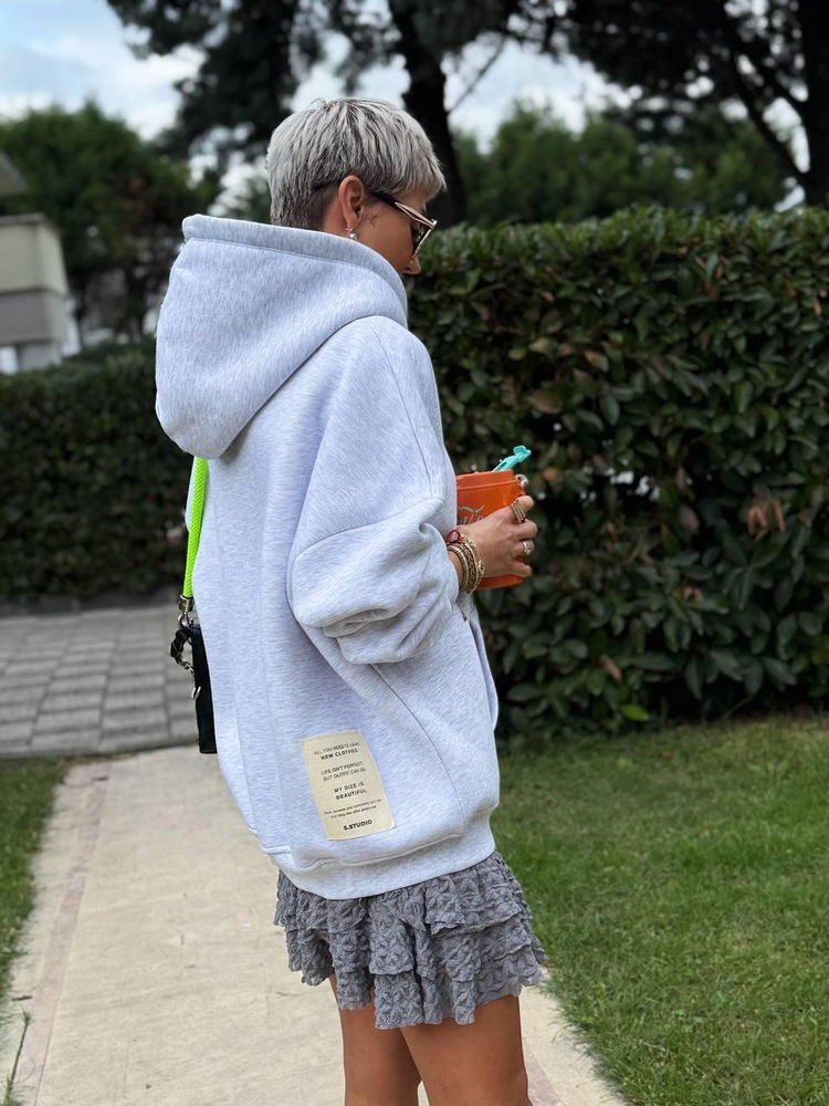 GRİ MELANJ S.STUDIO PREMIUM OVERSIZE HOODIE