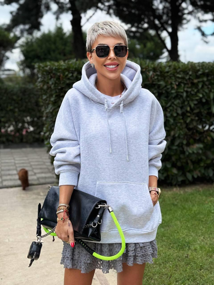 GRİ MELANJ S.STUDIO PREMIUM OVERSIZE HOODIE