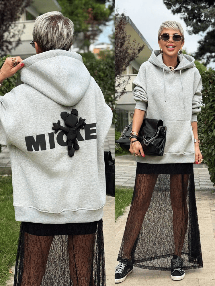 GRAY S.STUDIO MICKEY DESIGN HOODIE