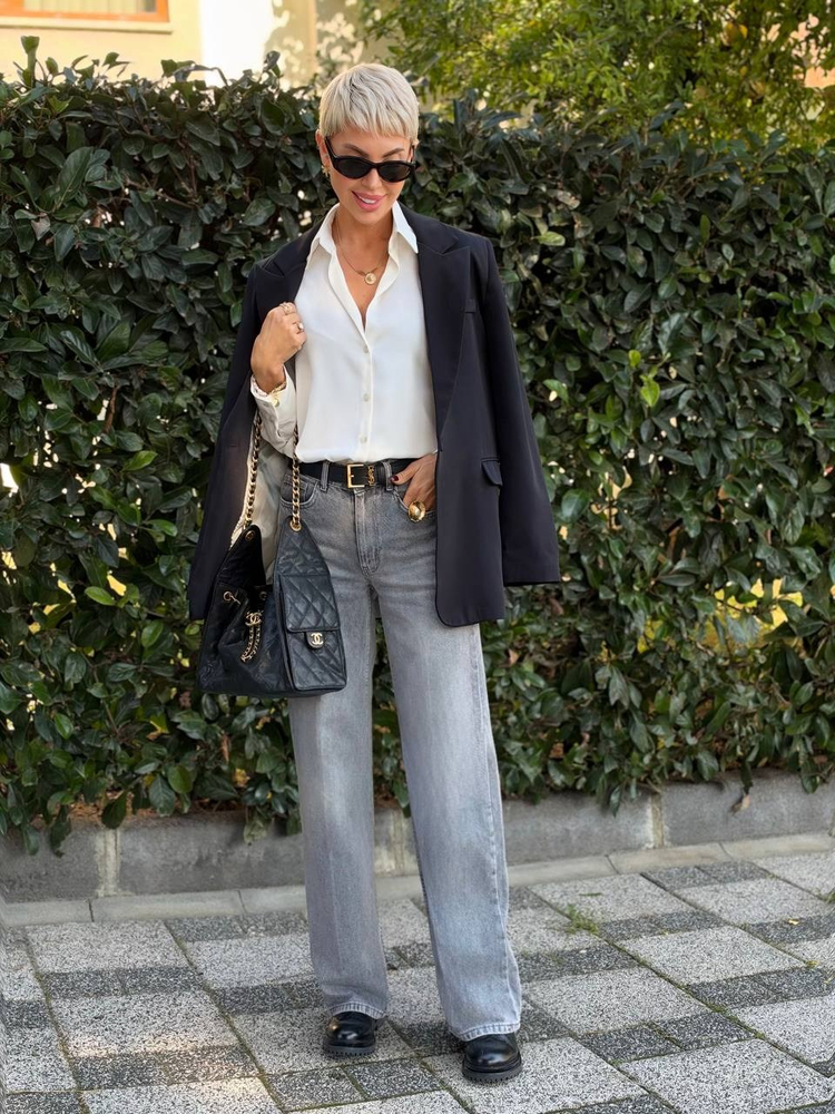GRİ S.STUDIO DENIM PALAZZO PANTOLON