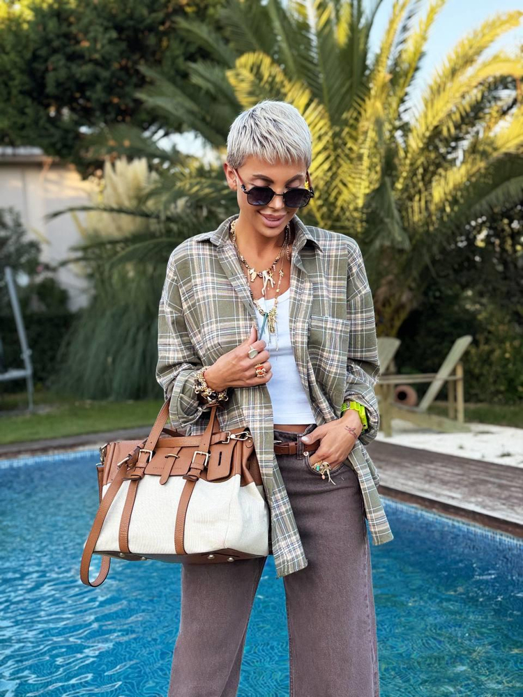 KHAKI PLAID PATTERN SHIRT