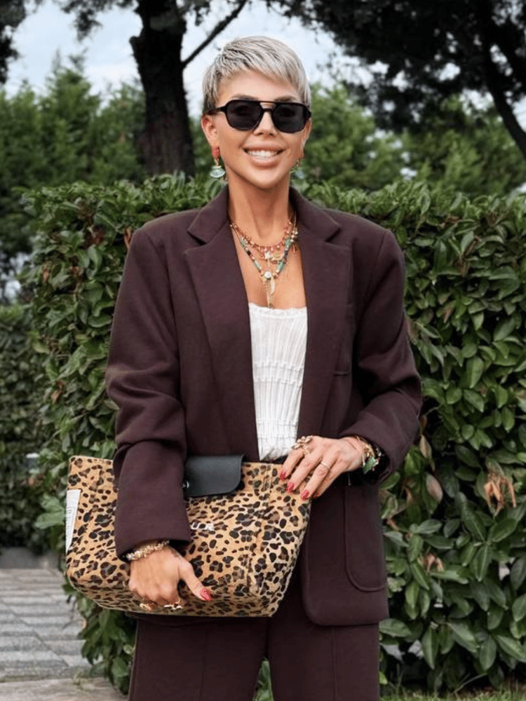 BROWN KNIT JACKET WITH POCKETS
