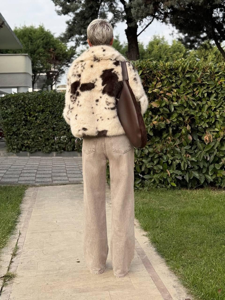 BROWN SNOW WASH DENIM PANTS