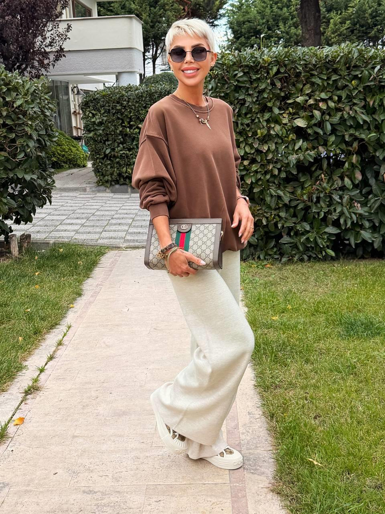 KAHVE S.STUDIO YIKAMALI OVERSIZE SWEATSHIRT