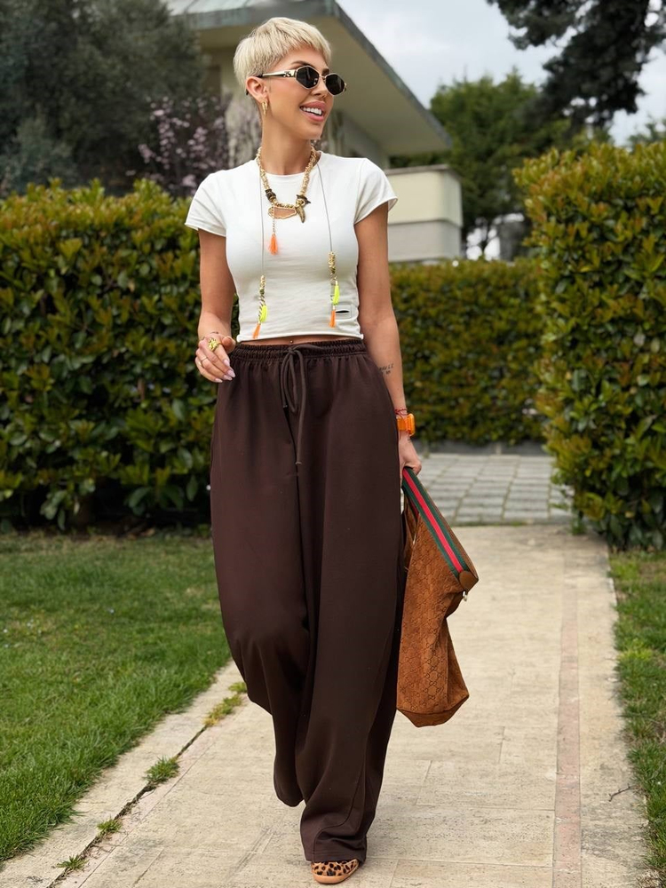 KAHVE SCARLET CROP EŞOFMAN TAKIM