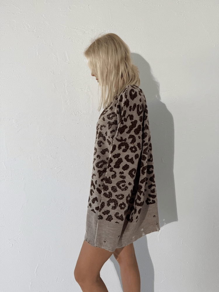 KAHVE SELF LOVE LEOPAR DESENLİ TRİKO