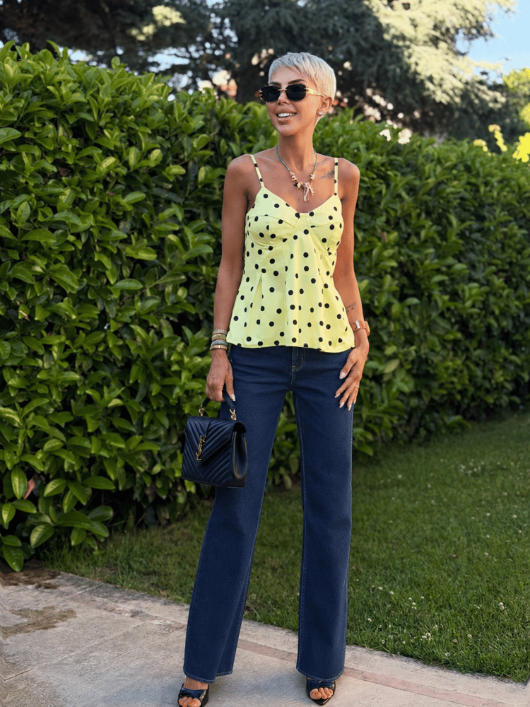 LACİVERT PUSH UP WIDE LEG DENIM PANTOLON
