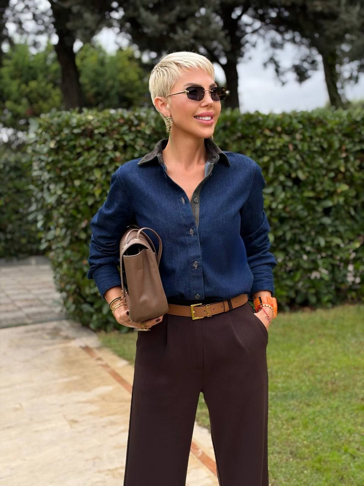 LACİVERT YAKASI SÜET DENIM GÖMLEK