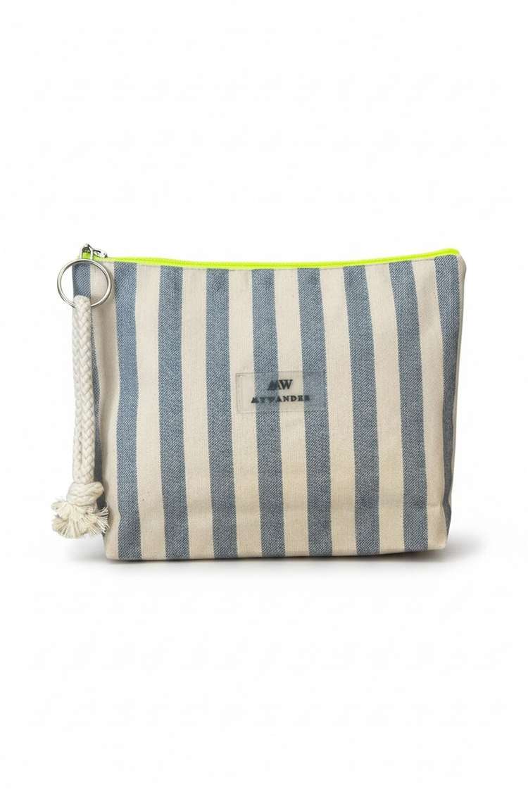 MARİNE ÇİZGİLİ NEON YEŞİL CLUTCH ÇANTA 