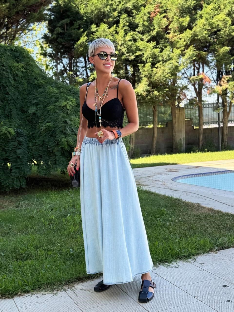 MAVİ S.STUDIO PREMIUM TENCEL ETEK