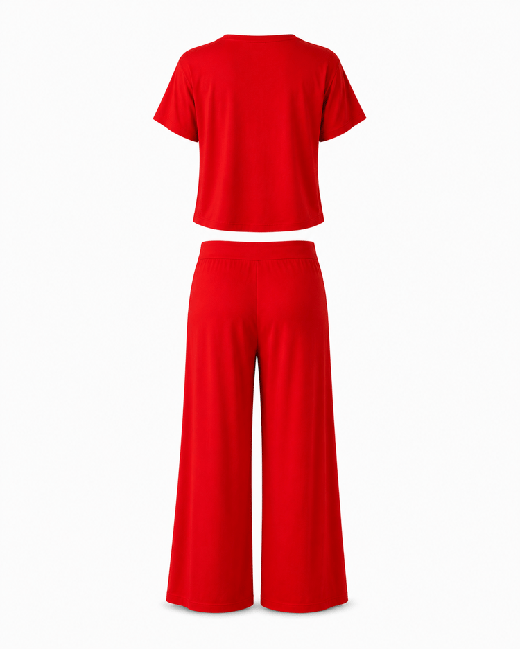 MODAL SOFT TSHIRT PANTOLON TAKIM KIRMIZI