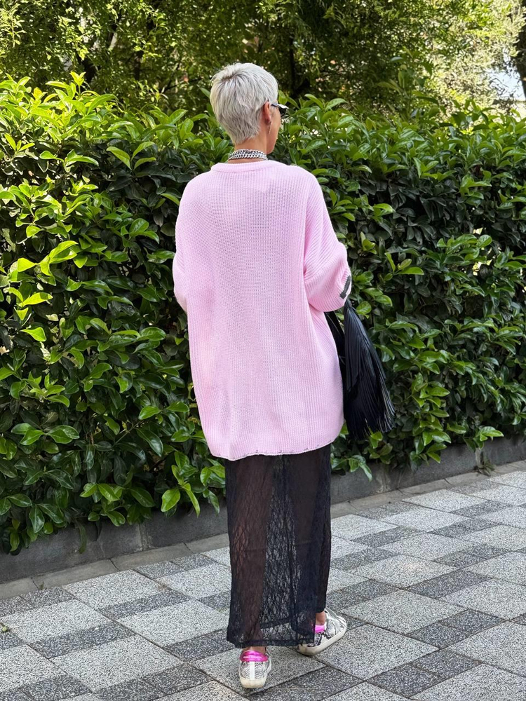 PINK CLEVELAND OVERSIZE KNIT SWEATER