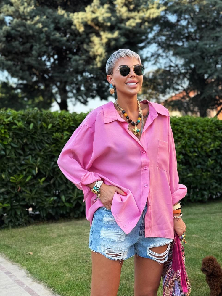 PINK DROP-SHOULDER OVERSIZE SHIRT 